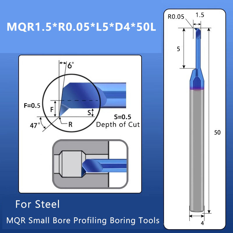 Small Hole Boring Tool Tungsten Steel Alloy MQR CNC Shockproof Inner Hole Boring Bar Micro Small Hole Turning Tool Shandong Denso Pricision Tools Co.,Ltd.